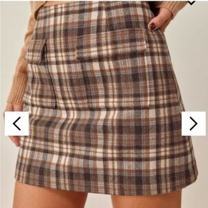 Reformation Brown Plaid Skirt NWT